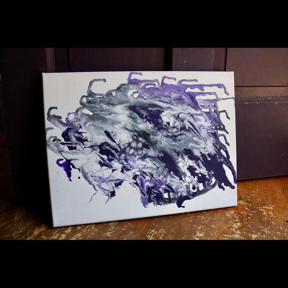 NWT Handmade Painted Marble Abstract Wall Canvas ! - Picture 5 of 8